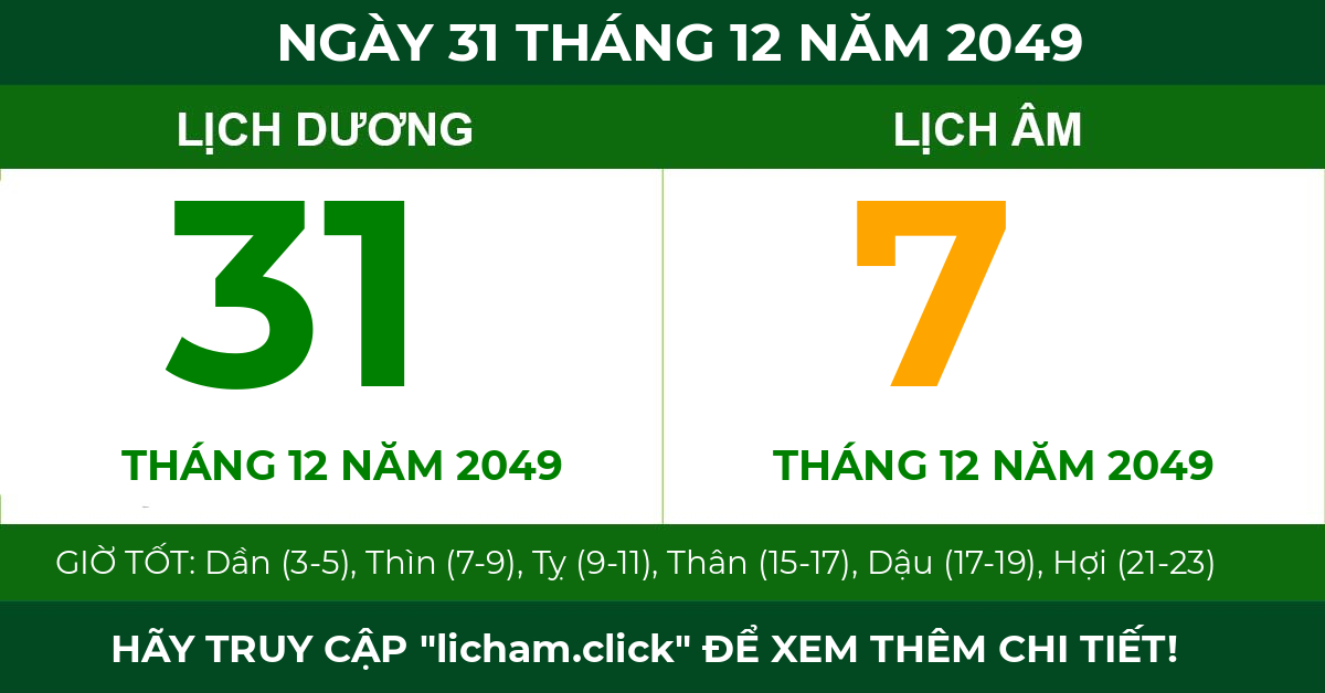 lịch âm ngày 31 tháng 12 năm 2049