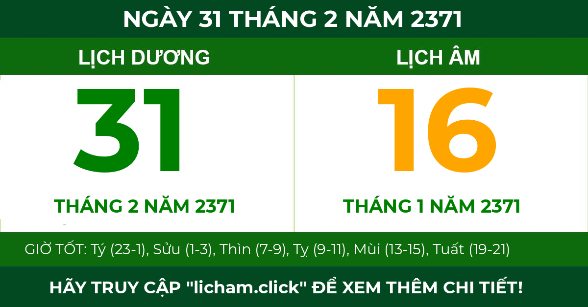 lịch âm ngày 31 tháng 2 năm 2371