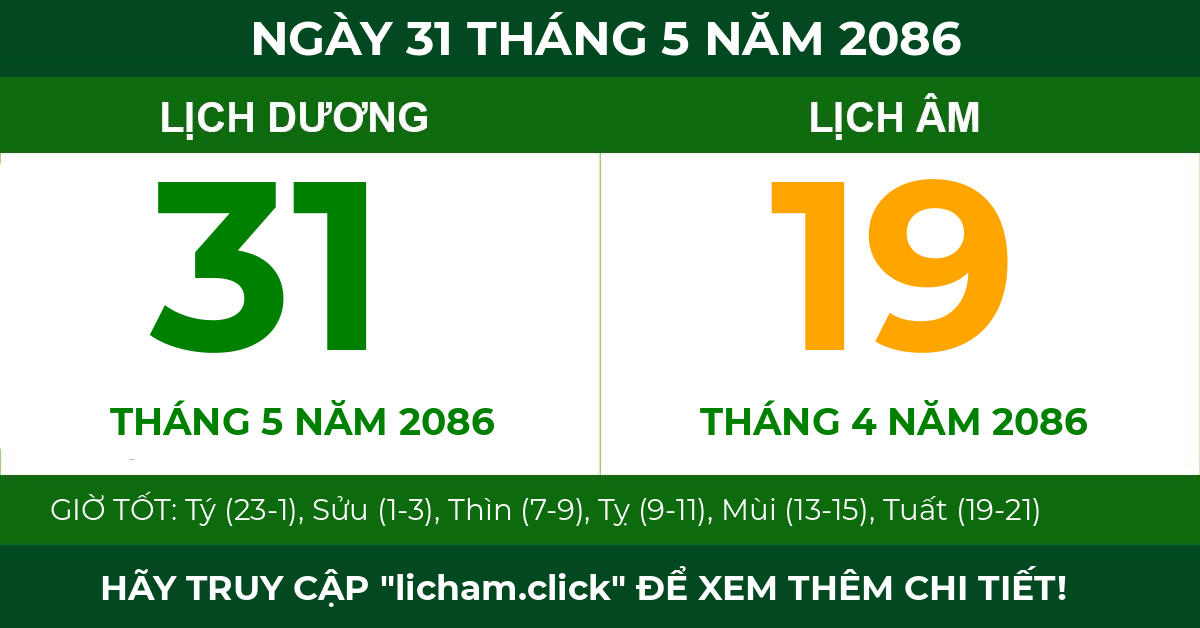 lịch âm ngày 31 tháng 5 năm 2086