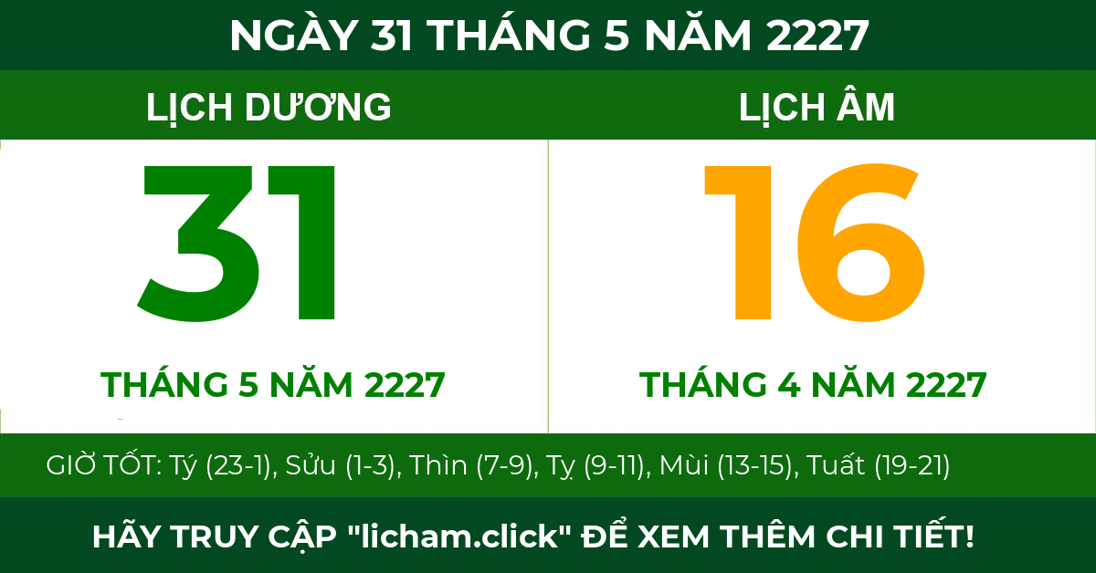 lịch âm ngày 31 tháng 5 năm 2227