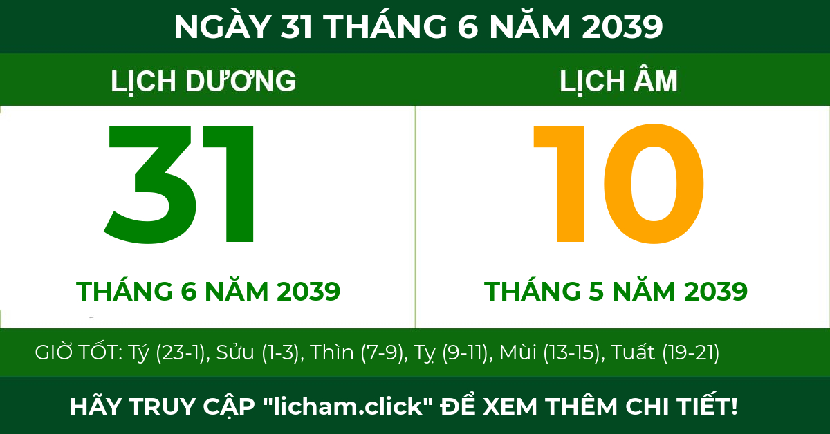 lịch âm ngày 31 tháng 6 năm 2039