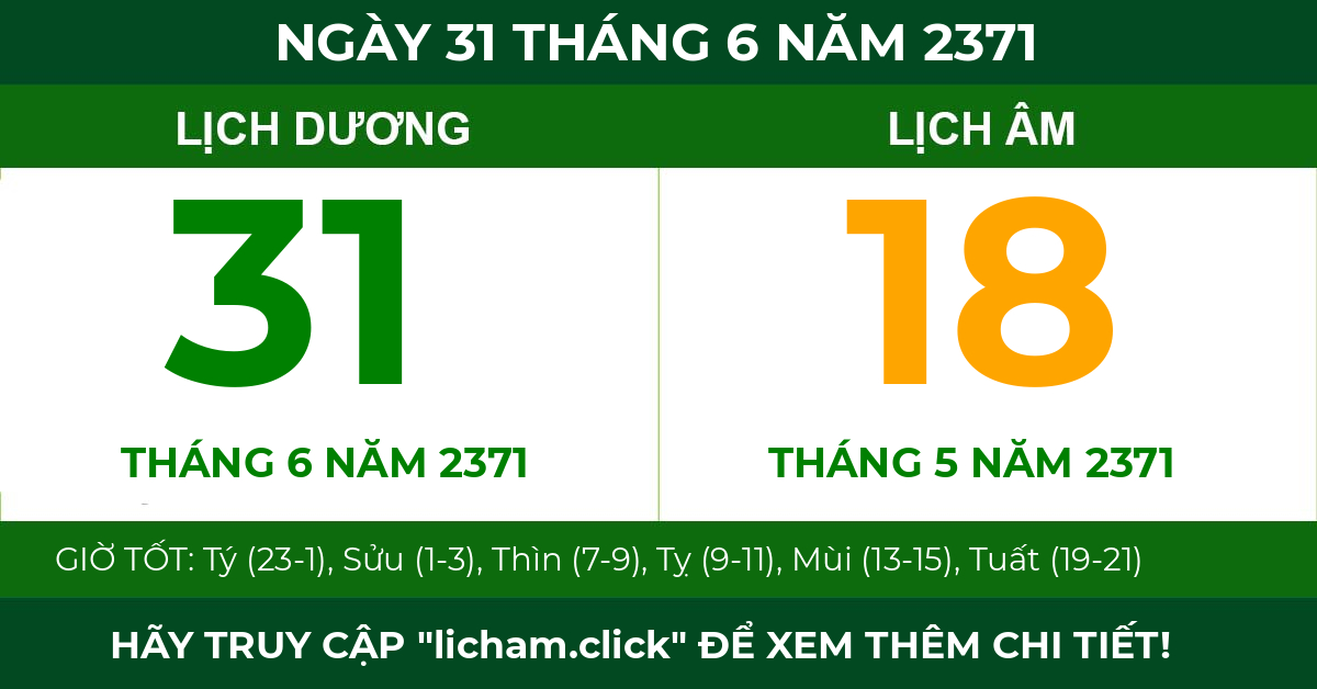 lịch âm ngày 31 tháng 6 năm 2371