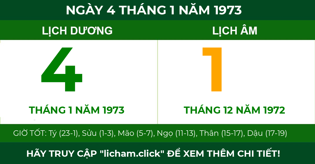 lịch âm ngày 4 tháng 1 năm 1973