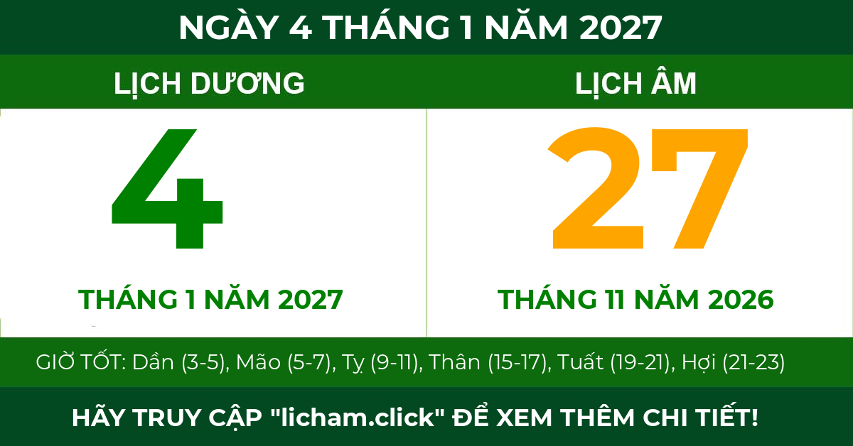 lịch âm ngày 4 tháng 1 năm 2027