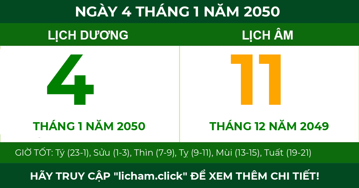 lịch âm ngày 4 tháng 1 năm 2050