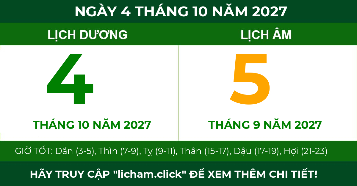 lịch âm ngày 4 tháng 10 năm 2027