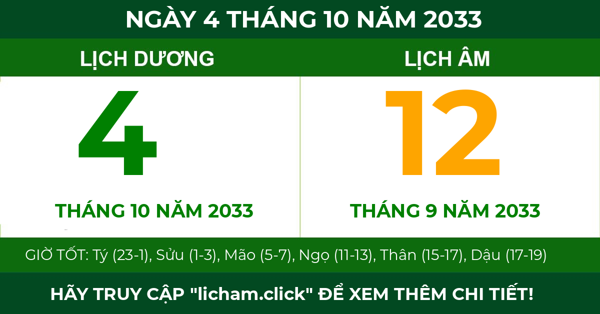 lịch âm ngày 4 tháng 10 năm 2033