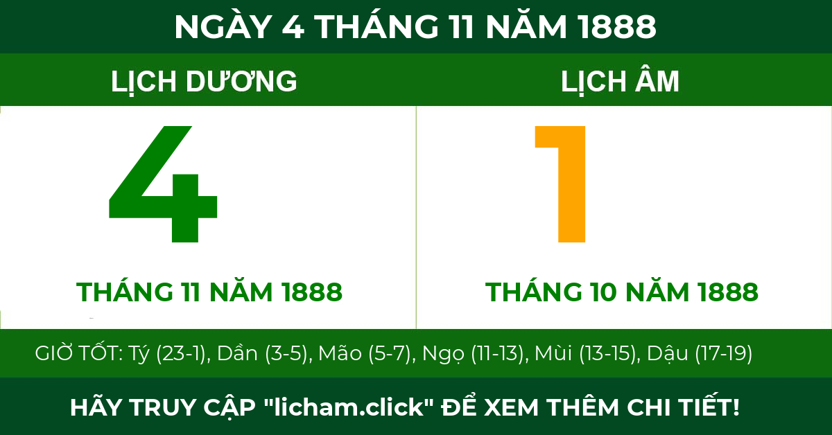 lịch âm ngày 4 tháng 11 năm 1888