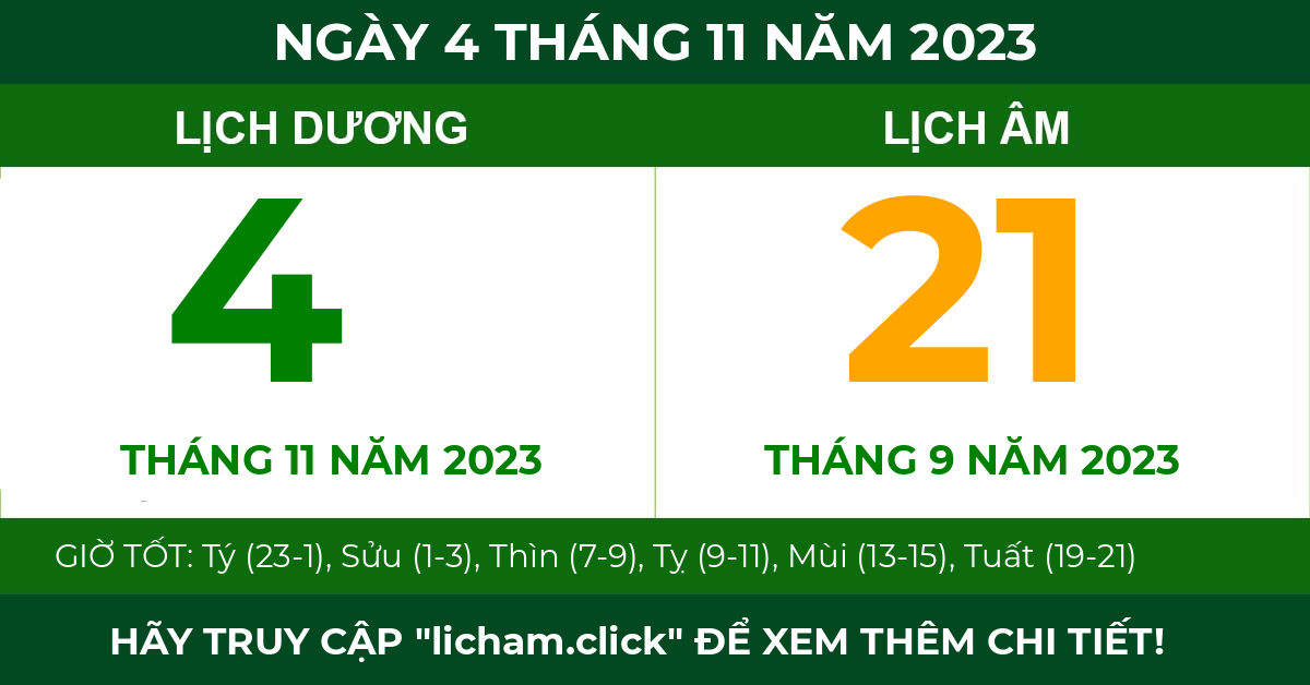 lịch âm ngày 4 tháng 11 năm 2023