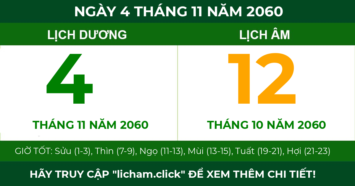lịch âm ngày 4 tháng 11 năm 2060