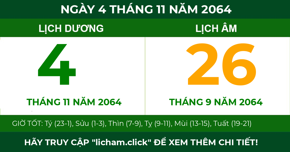 lịch âm ngày 4 tháng 11 năm 2064