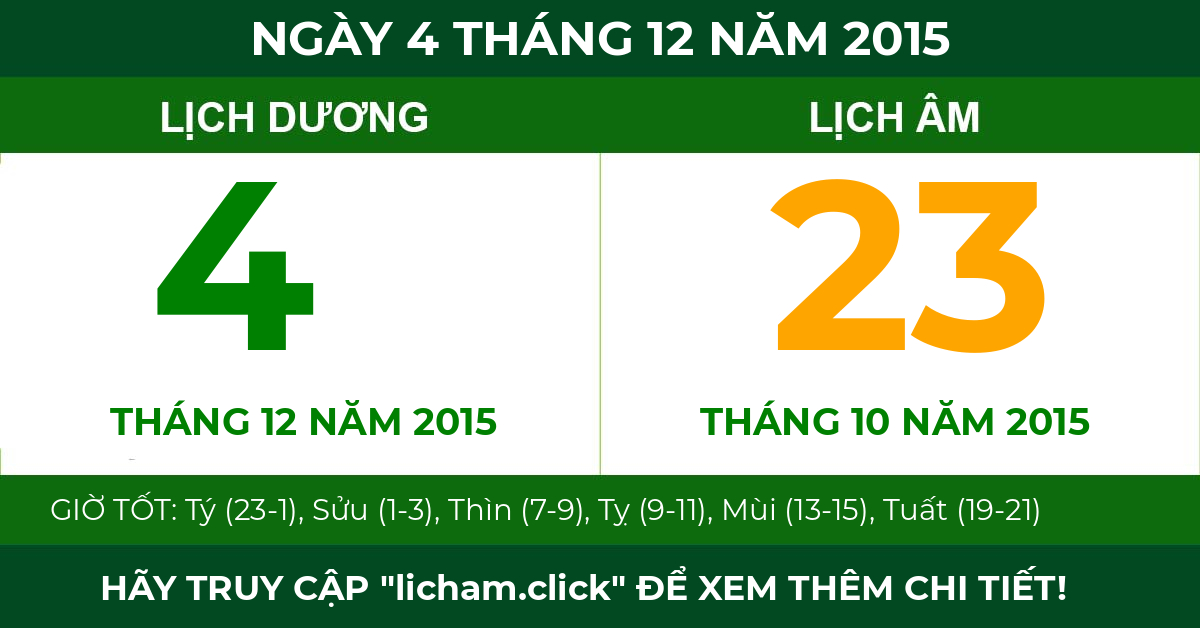 lịch âm ngày 4 tháng 12 năm 2015
