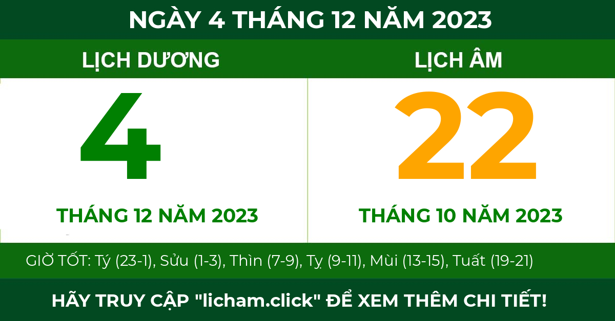 lịch âm ngày 4 tháng 12 năm 2023