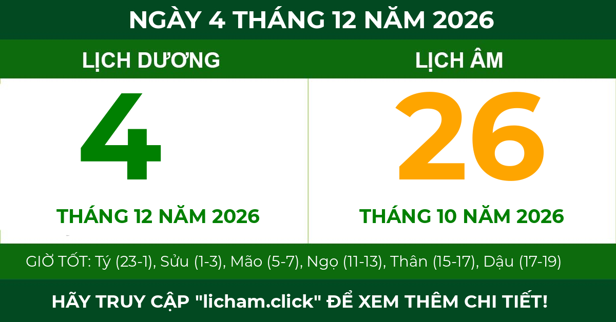 lịch âm ngày 4 tháng 12 năm 2026