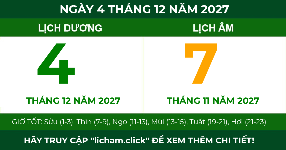lịch âm ngày 4 tháng 12 năm 2027