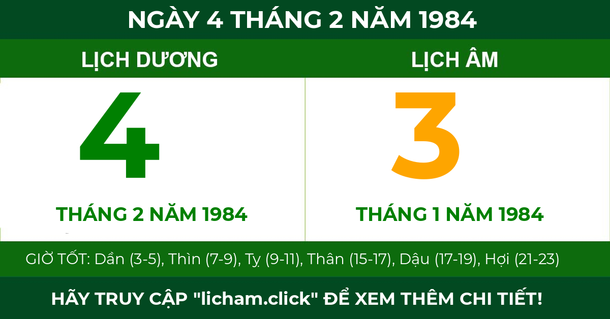 lịch âm ngày 4 tháng 2 năm 1984