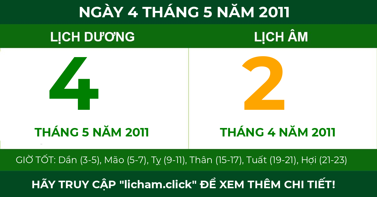 lịch âm ngày 4 tháng 5 năm 2011