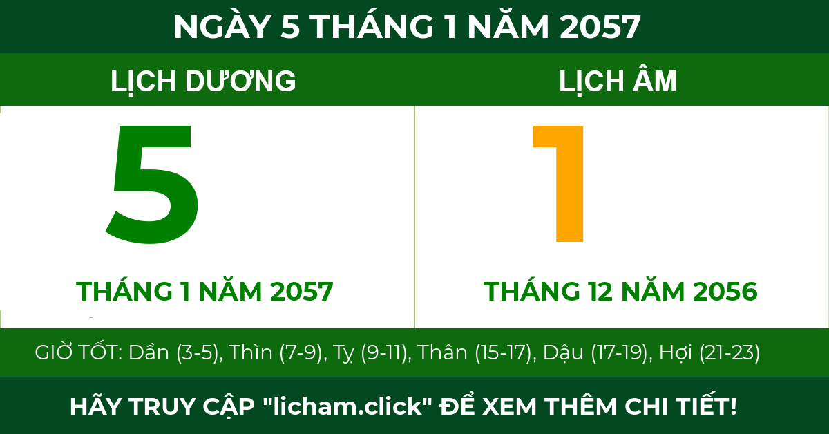 lịch âm ngày 5 tháng 1 năm 2057