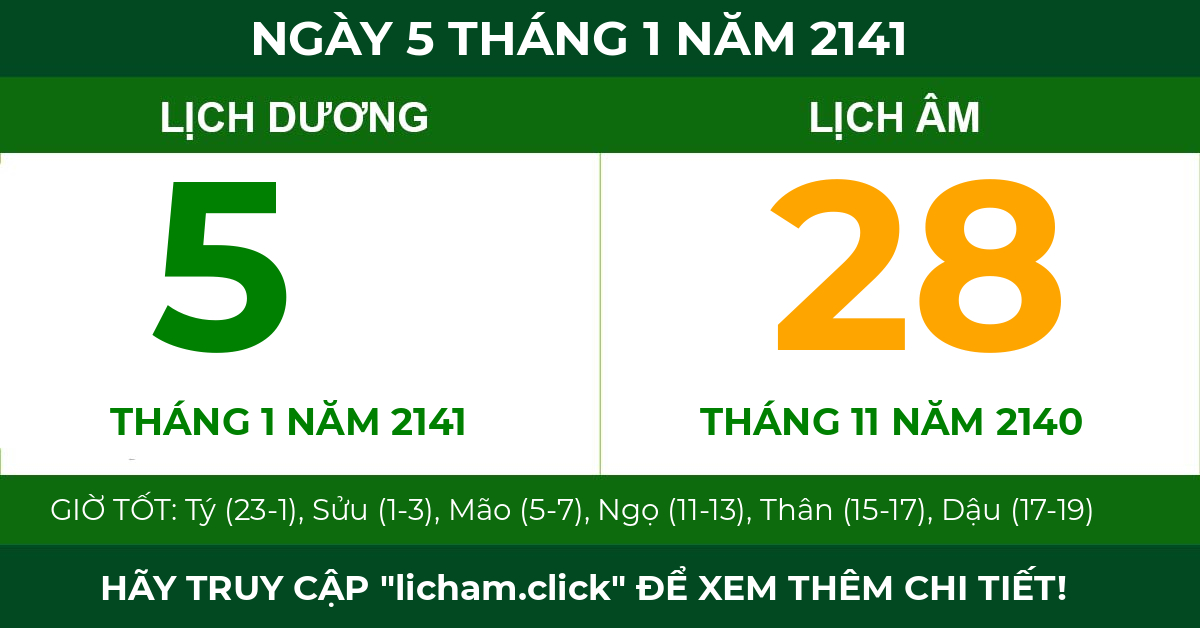 lịch âm ngày 5 tháng 1 năm 2141
