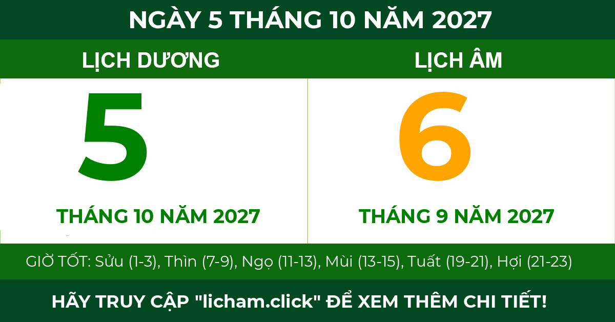 lịch âm ngày 5 tháng 10 năm 2027