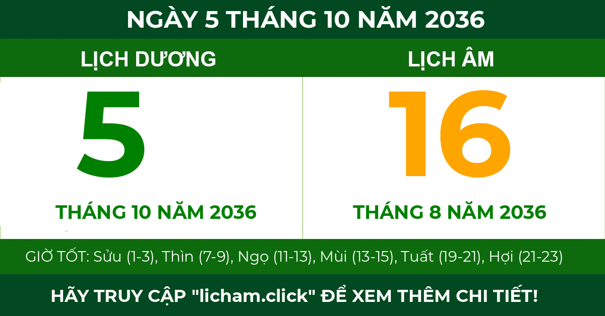 lịch âm ngày 5 tháng 10 năm 2036