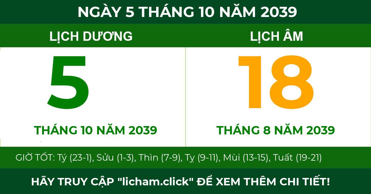 lịch âm ngày 5 tháng 10 năm 2039