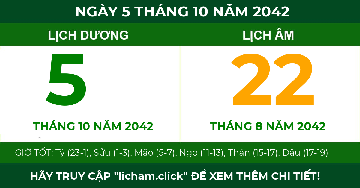 lịch âm ngày 5 tháng 10 năm 2042