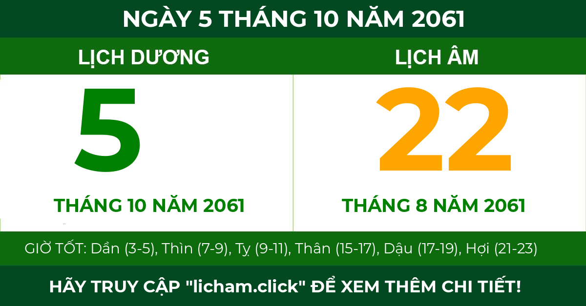 lịch âm ngày 5 tháng 10 năm 2061