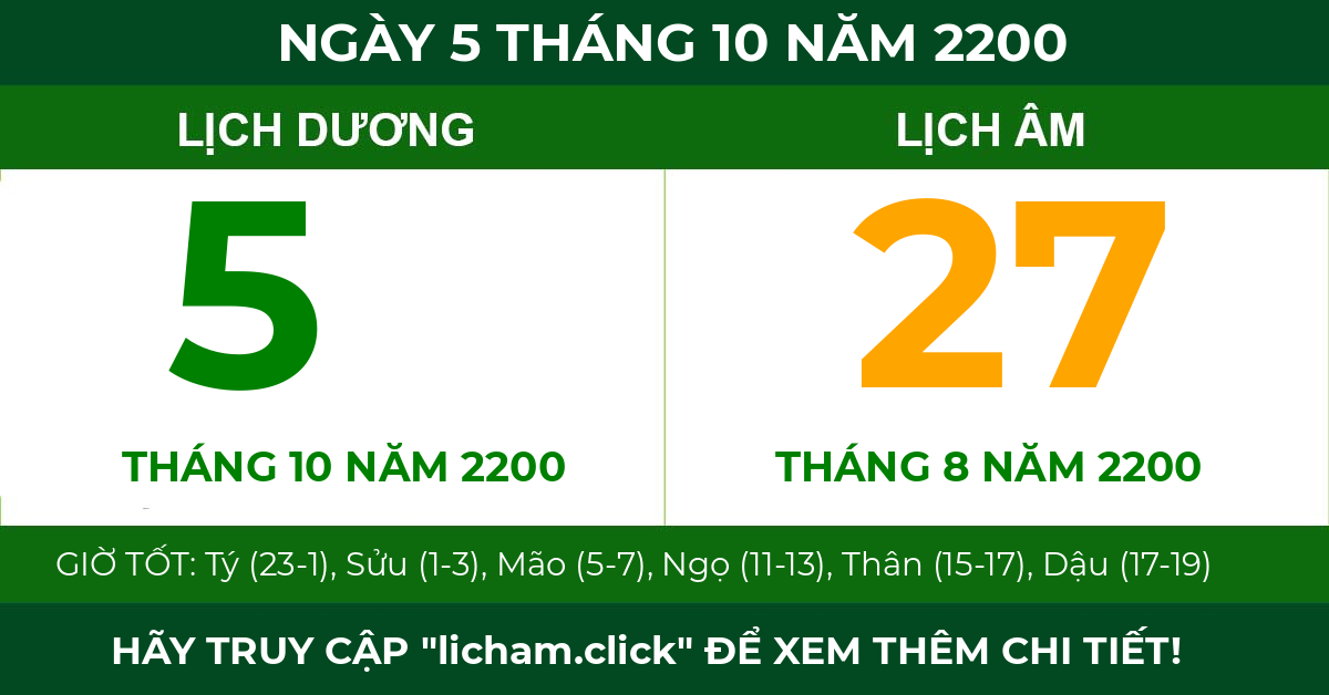 lịch âm ngày 5 tháng 10 năm 2200