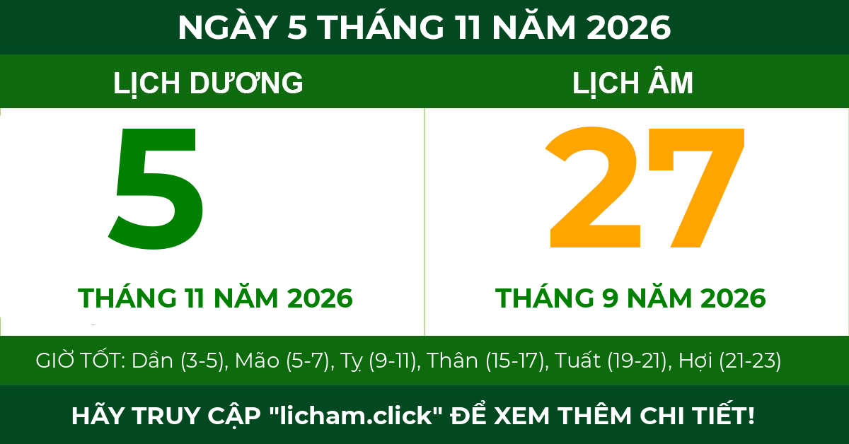 lịch âm ngày 5 tháng 11 năm 2026