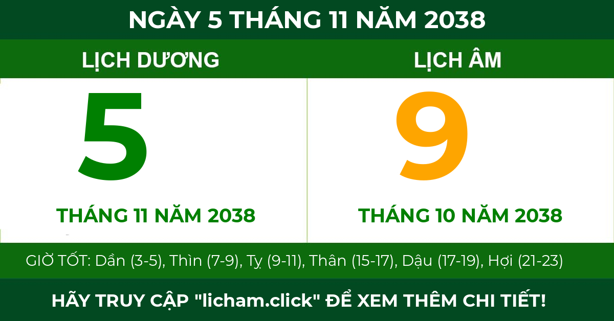 lịch âm ngày 5 tháng 11 năm 2038