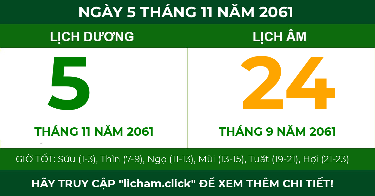 lịch âm ngày 5 tháng 11 năm 2061