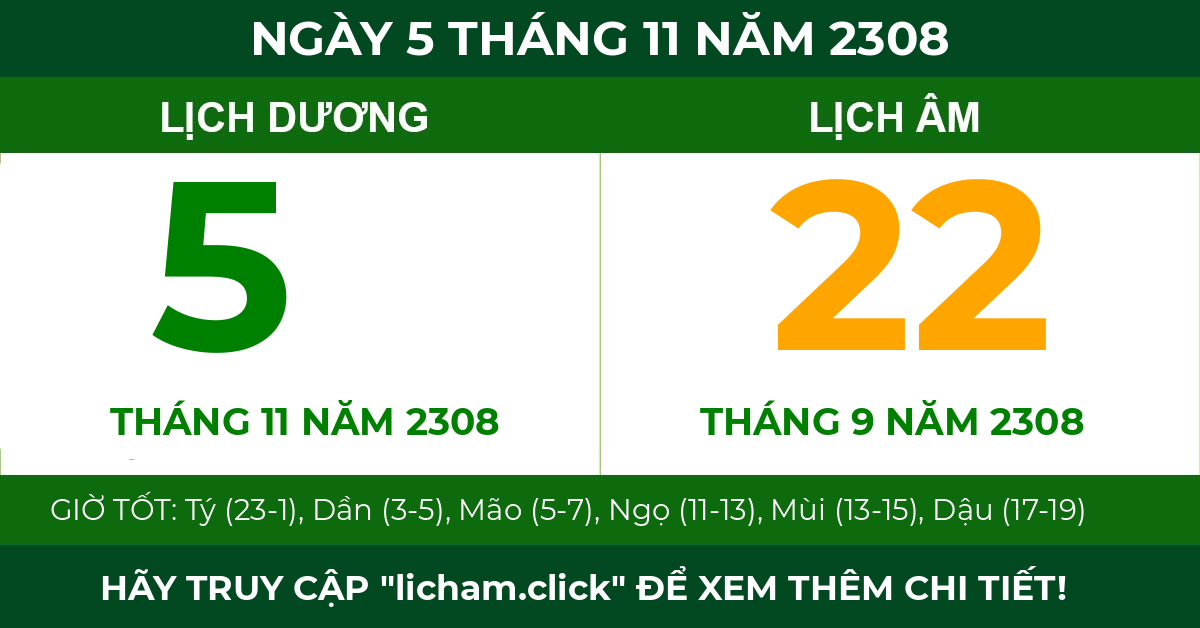 lịch âm ngày 5 tháng 11 năm 2308
