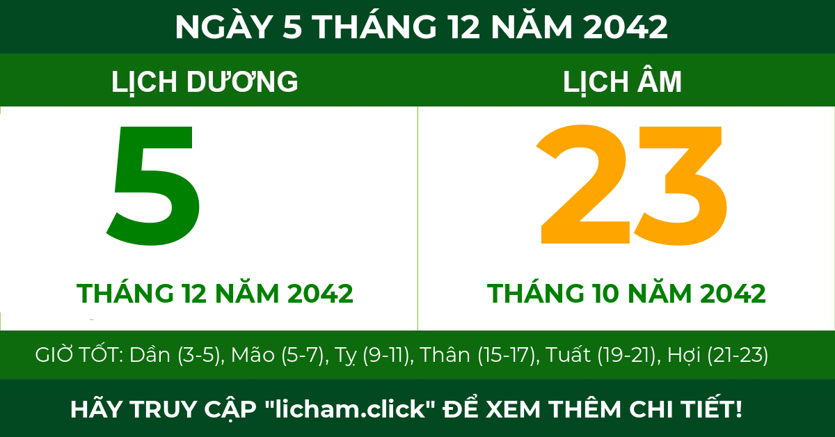 lịch âm ngày 5 tháng 12 năm 2042