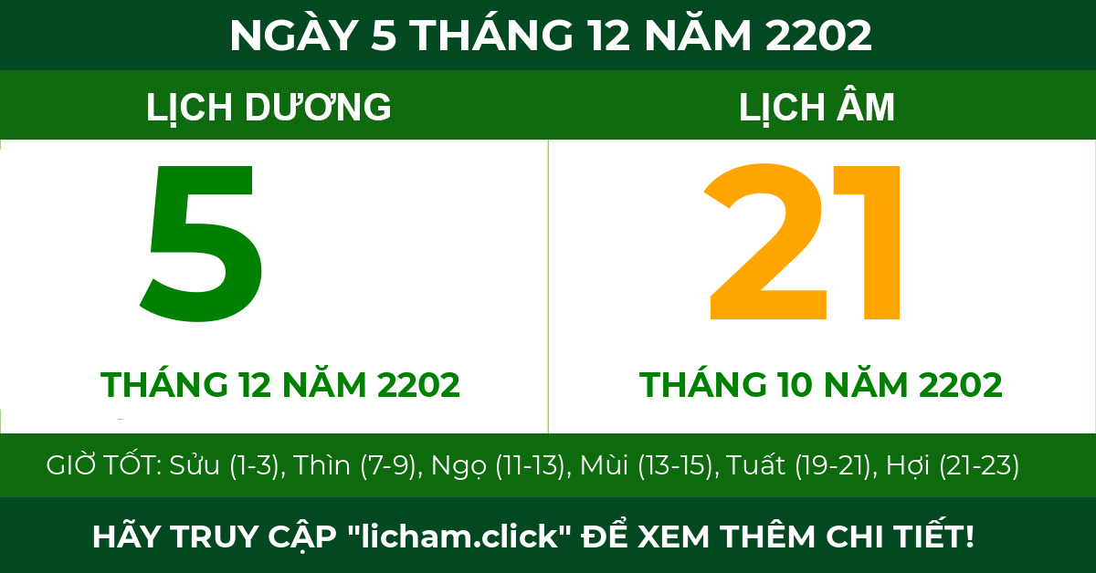 lịch âm ngày 5 tháng 12 năm 2202