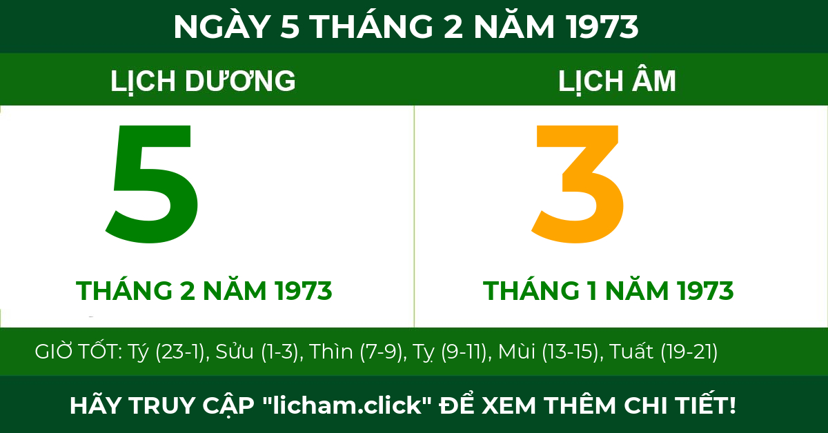 lịch âm ngày 5 tháng 2 năm 1973