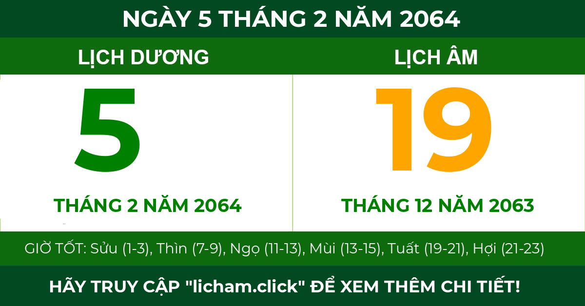 lịch âm ngày 5 tháng 2 năm 2064