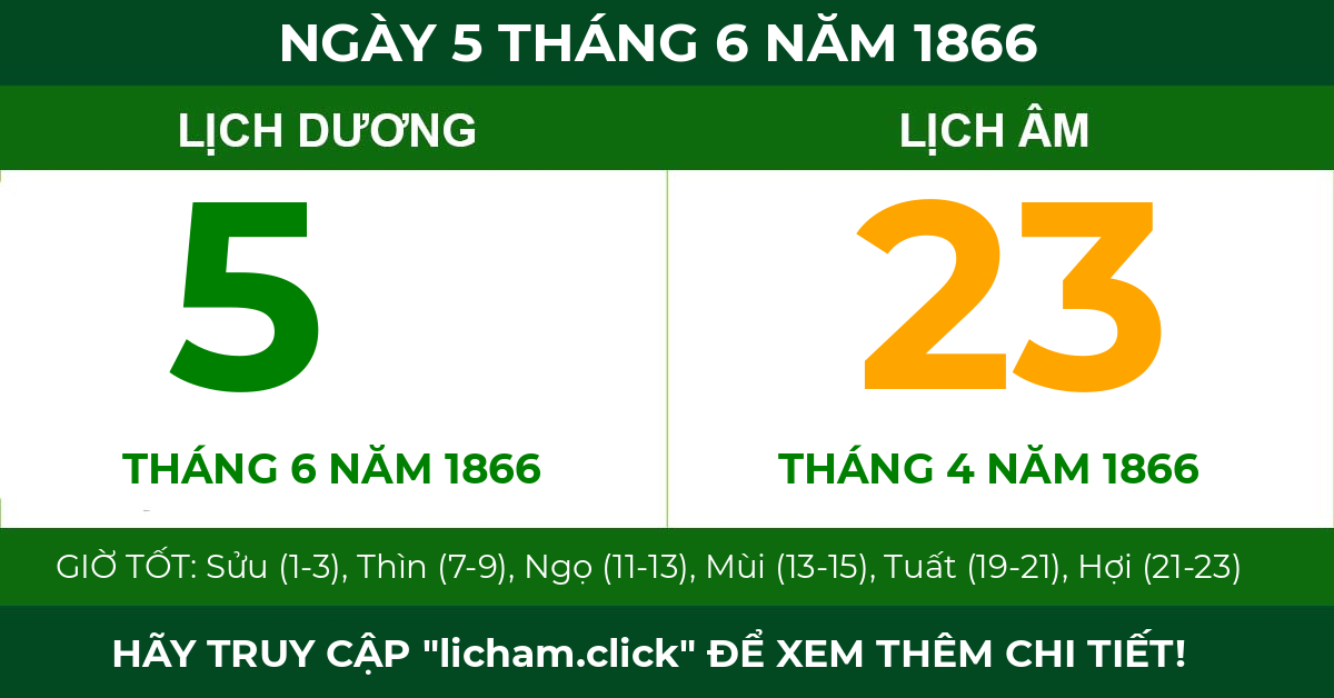 lịch âm ngày 5 tháng 6 năm 1866