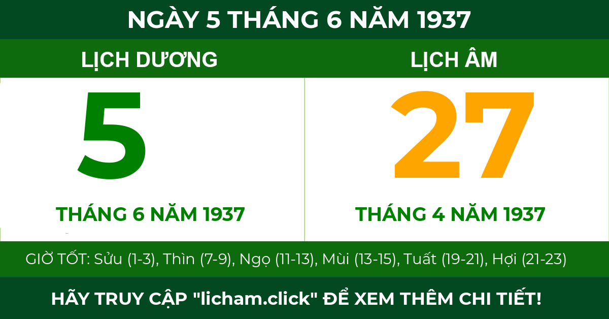 lịch âm ngày 5 tháng 6 năm 1937