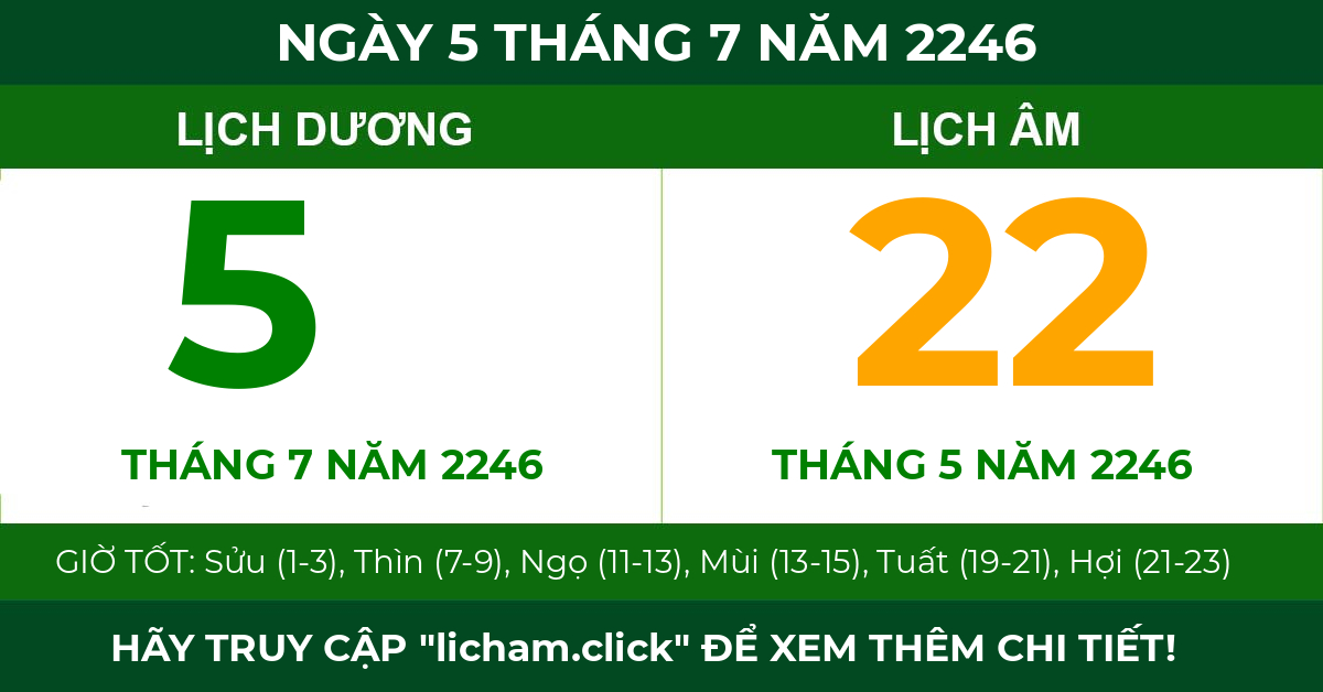 lịch âm ngày 5 tháng 7 năm 2246