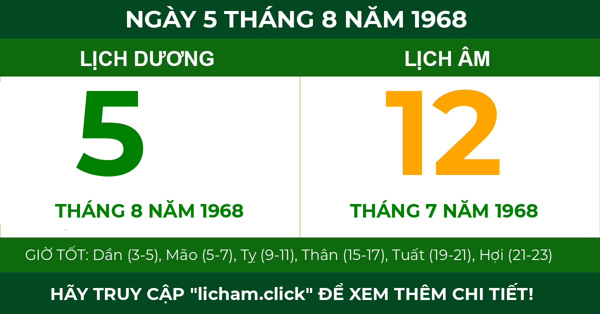 lịch âm ngày 5 tháng 8 năm 1968