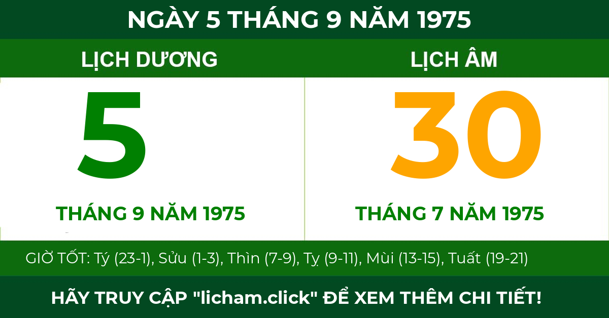 lịch âm ngày 5 tháng 9 năm 1975