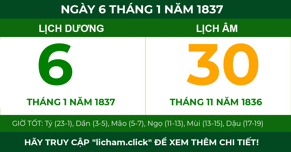lịch âm ngày 6 tháng 1 năm 1837