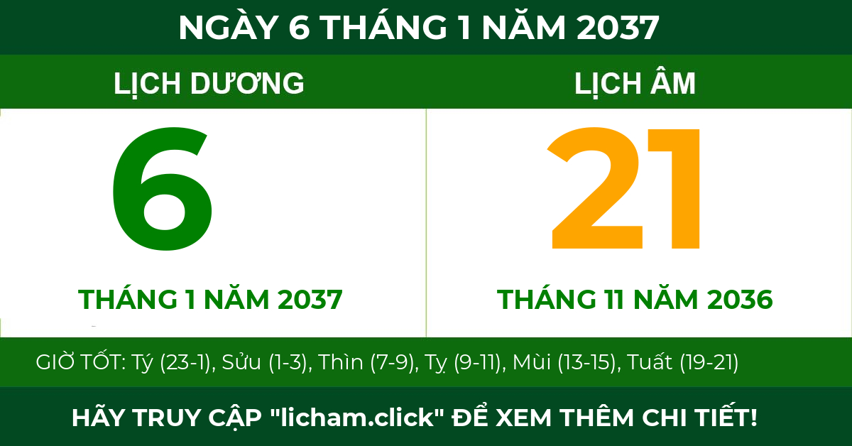 lịch âm ngày 6 tháng 1 năm 2037