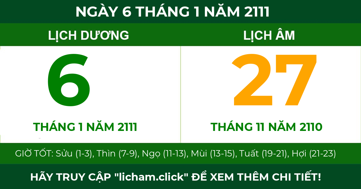 lịch âm ngày 6 tháng 1 năm 2111