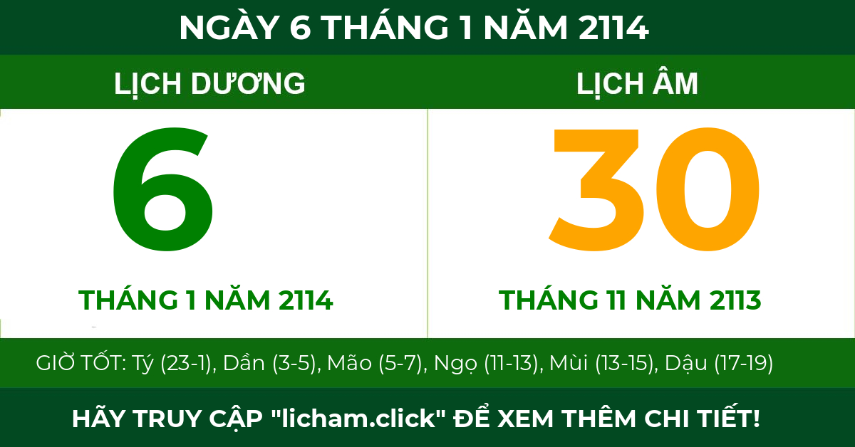 lịch âm ngày 6 tháng 1 năm 2114