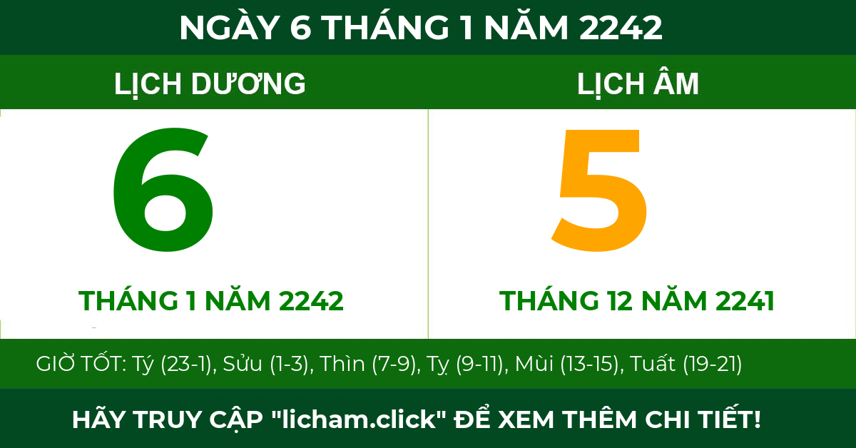 lịch âm ngày 6 tháng 1 năm 2242