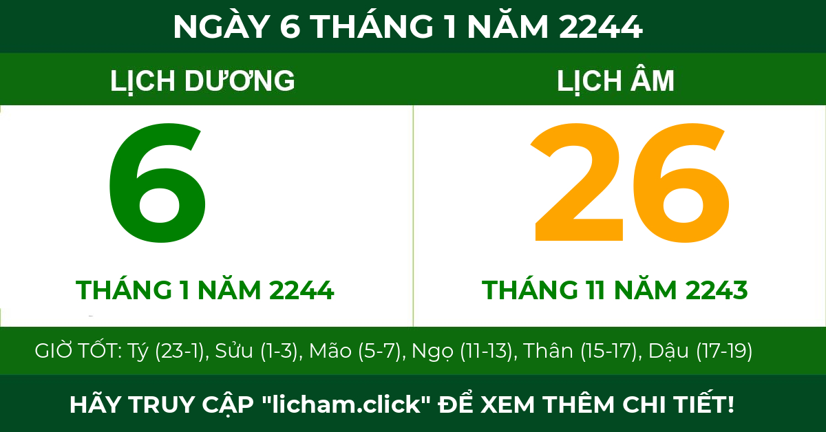 lịch âm ngày 6 tháng 1 năm 2244