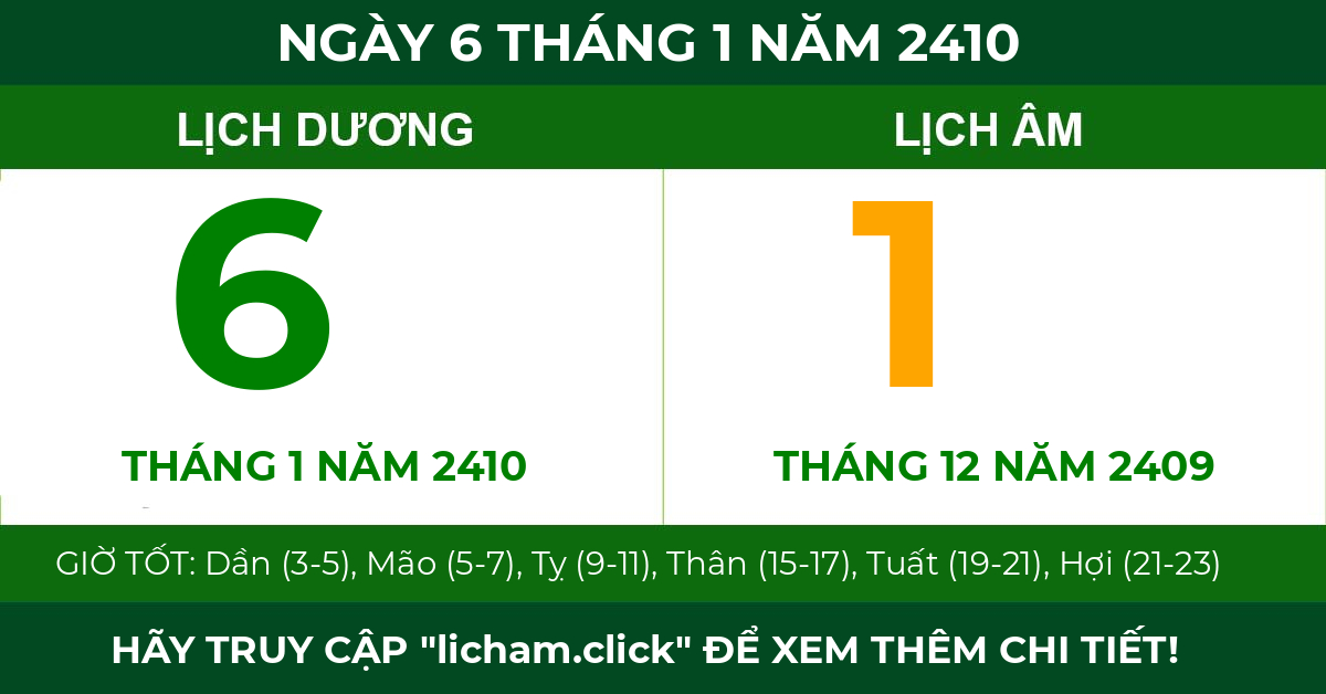 lịch âm ngày 6 tháng 1 năm 2410