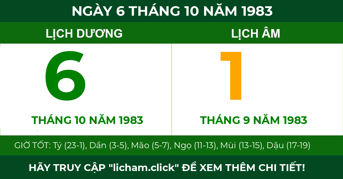lịch âm ngày 6 tháng 10 năm 1983